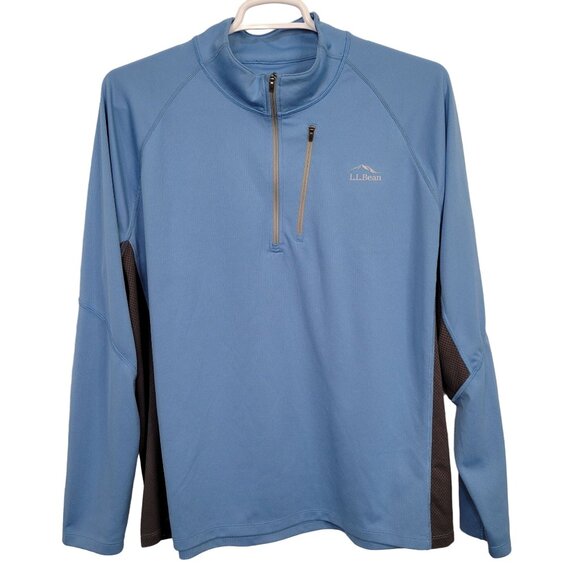 LL Bean Mens XXL Jacket Top Ridge Runner 1/4 Zip Pullover 2 Tone Slightly Fitted - Picture 2 of 8